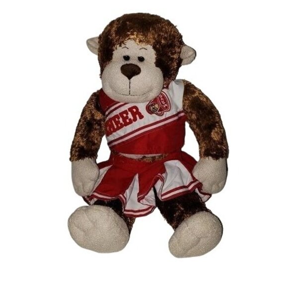 Build a Bear Stuffed animal plush monkey red cheerleader outfit 18" Ape Chimp - Picture 2 of 6